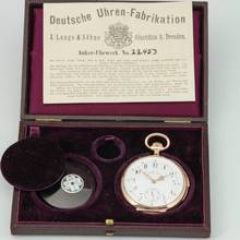 Thumbnail von A. Lange & Söhne Full Set ¼ Repetition Taschenuhr Original Box Garantiekarte 14k Gold 1885 Exzellente Zustand mit Museums-Zertifikat