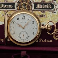 Thumbnail von A. Lange & Söhne 18k Gold Guilliaume-Unruhe Kal.45 Taschenuhr Original Box Museums Zertifikat 1910. </h1>