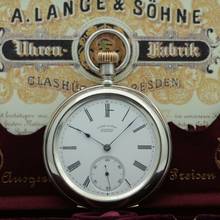 Thumbnail von A. Lange & Söhne neuwertige Silber Taschenuhr 1A Original Etui Gangschein der Sternwarte 1893 </h1>
