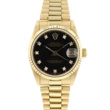  Rolex Datejust 31 Midsize President Yellow Gold Factory Black Diamond Dial </h1> 