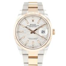  Rolex Datejust 36 Steel Everose Gold Fluted Silver Motif Dial NEW  