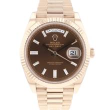 Thumbnail von Rolex Day-Date 40 40mm Everose Gold Chocolate Baguette Diamond Dial Service '25 </h1>