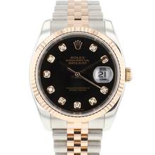  Rolex Datejust 36 Steel / Everose Jubilee Fluted Black Diamond Dial </h1> 