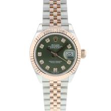 Thumbnail von Rolex Lady-Datejust 28 Steel Everose Gold Jubilee Olive Green Diamonds </h1>