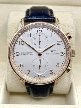  IWC Portuguese Portugieser Chronograph Rosegold 18Kt. TOP CONDITION factory diamonds setting 