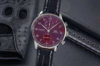  IWC Portugieser Chronograph Red Dial Stahl Automatik Herrenuhr Ref. IW371616 B&P 