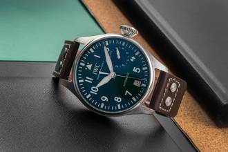 Thumbnail von IWC Große Fliegeruhr Big Pilot Stahl Automatik Green Dial Herrenuhr Ref. IW501015 NP. 13900 