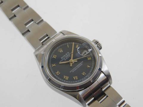  Rolex Oyster Perpetual Lady Date 26 mm blau - römisch Saphirglas Schnellschaltung von 1997 
