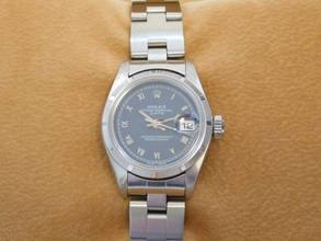 Thumbnail von Rolex Oyster Perpetual Lady Date 26 mm blau - römisch Saphirglas Schnellschaltung von 1997