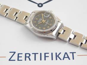 Thumbnail von Rolex Oyster Perpetual Lady Date 26 mm blau - römisch Saphirglas Schnellschaltung von 1997