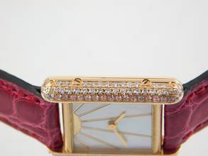 Thumbnail von Cartier Tank Louis Cartier 18 Karat Sunset Spezial mit original Brillantbesatz im Full Set wie NEU