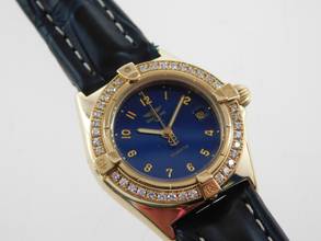 Thumbnail von Breitling Callistino 18 Kt Gelbgold Callistino mit original Brillantlünette Damenuhr 28mm im Top Zustand </h1>
