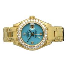 Thumbnail von Rolex Lady-Datejust Pearlmaster 29 Factory Diamonds Turkoise Dial Full Set. With Box and Papers