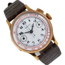  Zenith Chronograph mono pusher porcelain dial yellow gold 18KT 1930’s </h1> 