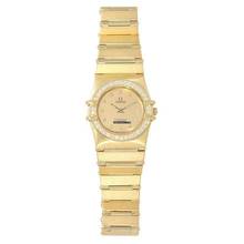  Omega Constellation Ladies Damenarmbanduhr Constellation Quarz mit Brillanten und Diamanten aus 750 Gelbgold </h1> 
