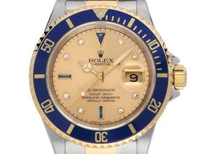 Thumbnail von Rolex Submariner Date Sultan Diamanten Ref.16613 1993 Box&Beschreibung sehr gut Vintage </h1>