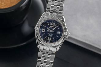  Breitling Wings Lady Black Dial Datum Edelstahl Quarz Ref. A67350 Papiere  