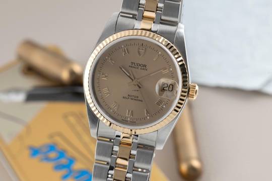  Tudor Prince Date Stahl / Gold Roman Dial Automatik Ref. 74033 Papiere 2003  