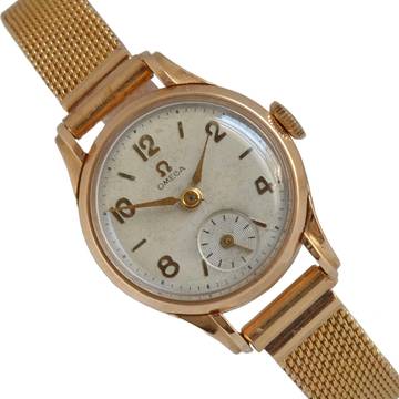  Omega Classic Ladies 22MM ivory dial yellow gold 18KT 