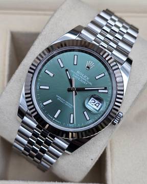  Rolex Datejust 41 41mm 126334-0028 Mint Green Jubilee Like New Condition Full Set 12-2025 