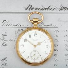 Thumbnail von A. Lange & Söhne Grosse Lange 1 18k Gold Qualität 1A Taschenuhr mit Zertifikat und Etui 1890 Grosses kal. 45 Werk Gewicht 109g.