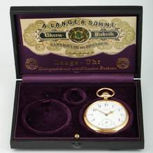 Thumbnail von A. Lange & Söhne Grosse Lange 1 18k Gold Qualität 1A Taschenuhr mit Zertifikat und Etui 1890 Grosses kal. 45 Werk Gewicht 109g.