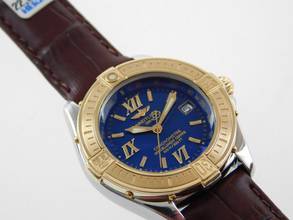Thumbnail von Breitling Cockpit B-Class / Cockpit Lady Goldlünette und neuem Lederband im TOP Zustand 31 mm seltenes blaues Zifferblatt