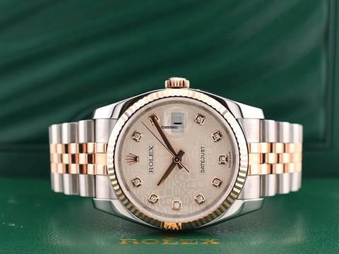  Rolex Datejust 36 116231 Steel & Rose Gold With Jubilee Diamonds Dial - Full Set 36mm 2012 