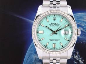 Thumbnail von Rolex Datejust Turquoise Dial With After Diamonds Bezel - Full Set 36mm