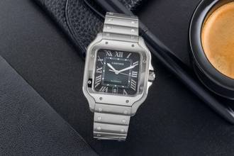 Thumbnail von Cartier Santos Stahl Green Dial Automatik Herren Ref WSSA0062 Box & Papiere 2023