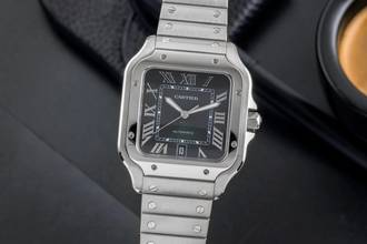 Thumbnail von Cartier Santos Stahl Green Dial Automatik Herren Ref WSSA0062 Box & Papiere 2023