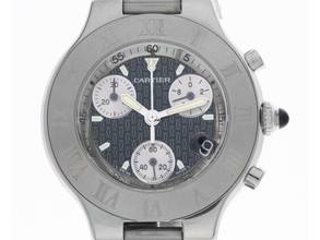  Cartier 21 Chronoscaph Quarz Chronograph Ref.2424 2002 original Box wie neu Vintage  