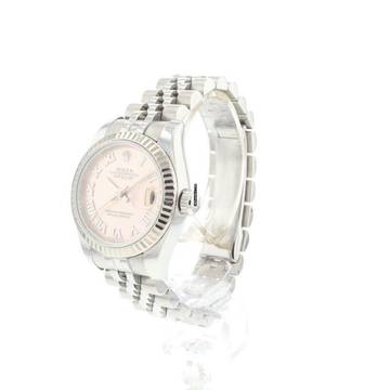 Rolex Lady-Datejust 26 Steel Gold Jubilee Fluted Pink Roman Dial 