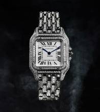 Thumbnail von Cartier Panthère Steel 27mm size,Nice condition Quarz Diamonds After Market Iced Out Box+Papers Open date with papers