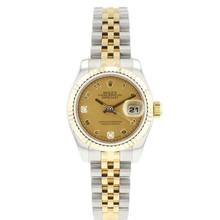  Rolex Lady-Datejust 26 Jubilee Fluted Steel/Gold Arabic Gold Dust Diamond Dial  
