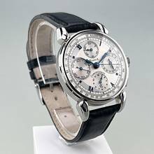 Thumbnail von Chronoswiss Classic Klassik Chronograph Ref. CH-7443 37mm Zifferblatt silber mit gebläuten römischen Ziffern mit Original Kaufbeleg Original Chronoswiss Serviceheft