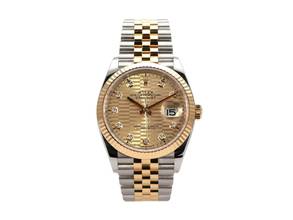  Rolex Datejust 36 Edelstahl Gelbgold 126233 golden Riffelmuster Diamant Jubile-Band  