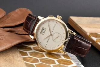 Thumbnail von A. Lange & Söhne Saxonia Großdatum 18K Gold Handaufzug 105.021 B&P 1999
