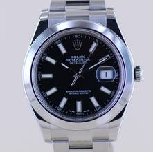 Rolex Datejust II Stahl Oyster black Stick Dial 41mm 2013 schwarz 116300 B+P  