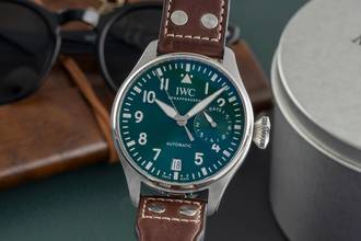 Thumbnail von IWC Große Fliegeruhr Big Pilot Stahl Automatik Green Dial Herrenuhr Ref. IW501015 B&P NP. 13900 