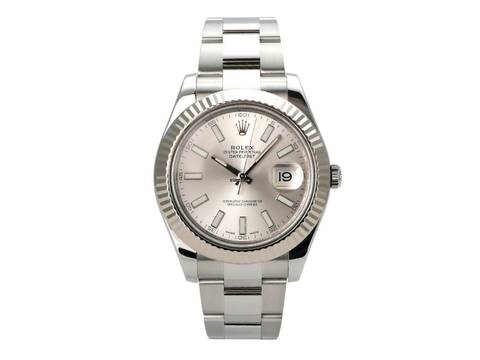 Rolex Datejust II Edelstahl / Weißgold Ref. 116334 Silber Oyster-Band 