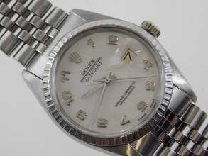  Rolex Datejust Stahl 36 mm Sammler Full Set von 1978 mit Jubiläumsblatt rare arabic special Dial Box & Papers 
