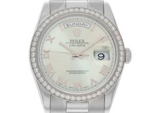Thumbnail von Rolex Day-Date 36 Platin Diamanten Ref.118346 2001 Box&Beschreibung wie Neu Vintage