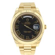  Rolex Day-Date II Yellow Gold Black Roman Dial 