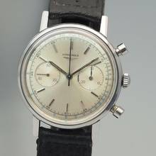Thumbnail von Longines Chronograph 30CH Vintage PULSATIONS Dial 1950 Stahl/Leder 7413/9 Rare Gradue Pour 30 Pulsations