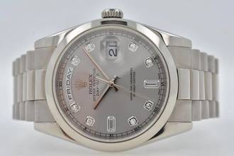  Rolex Day-Date 36 Oyster Perpetual Day Date 36 18k White Gold Weißgold Diamond Dial 118209 