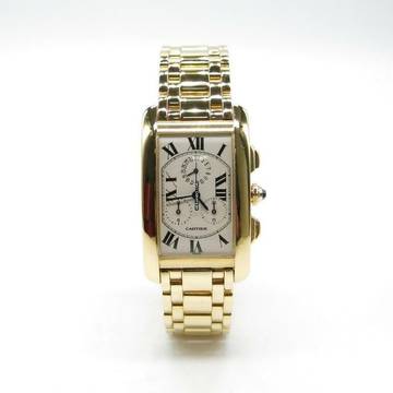  Cartier Tank Américaine XL Chrono - Ref. 1730 - Vollgold - Ø45mm - Quarz - Mit B+P Fullset 