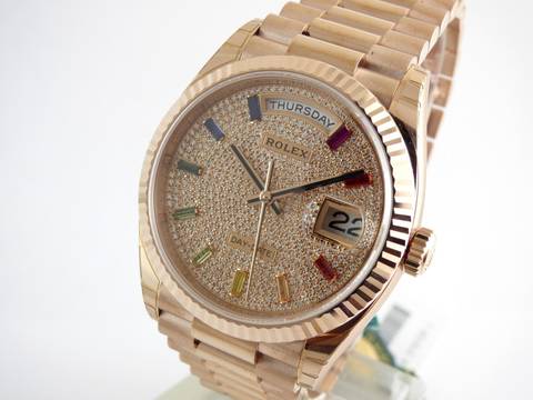  Rolex Day-Date Rainbow Pave Diamond Dial with all stickers 