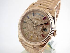  Rolex Day-Date Rainbow Pave Diamond Dial with all stickers 
