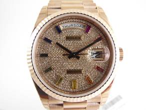 Thumbnail von Rolex Day-Date Rainbow Pave Diamond Dial with all stickers